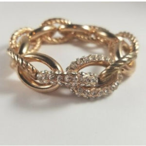 Rhinestone Large Chain Link Stretch Bracelet